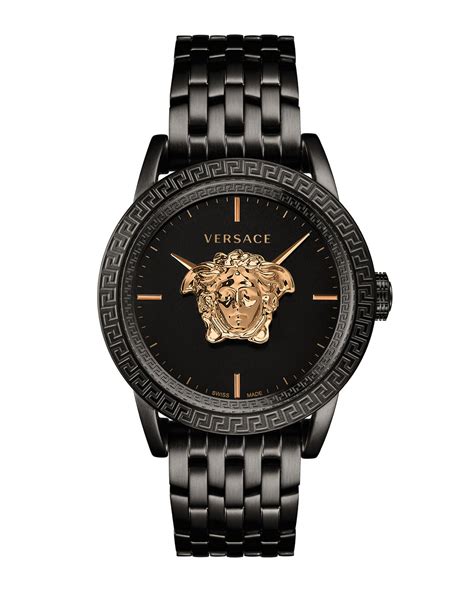 gold plated versace watch|black and Gold Versace watch.